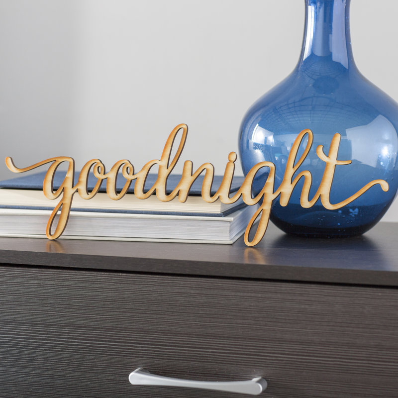 Wrought Studio Goodnight Script Word Wood Sign Wall Décor & Reviews